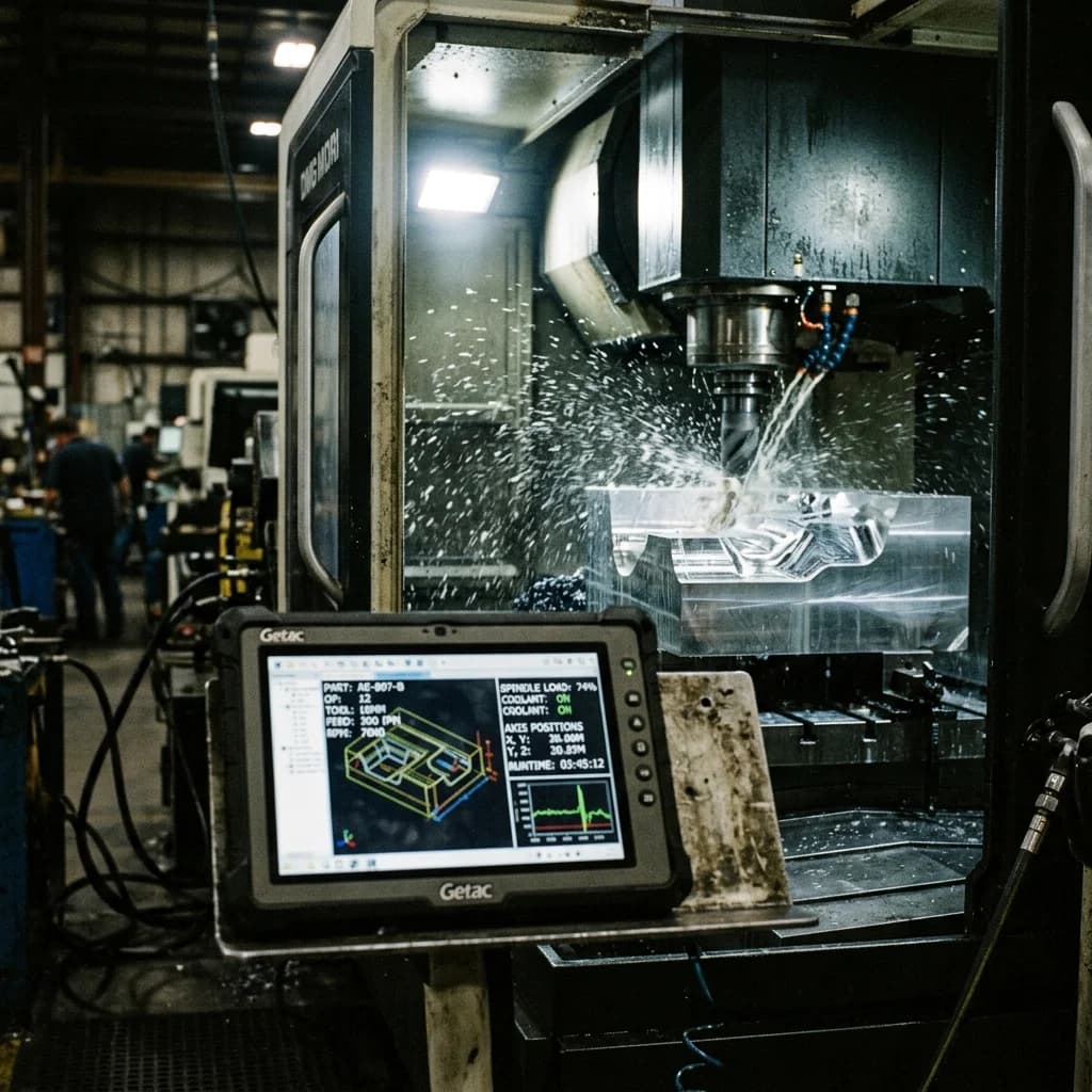Manufacturing plant with connected machinery and maintenance data